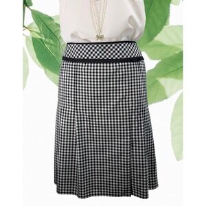 Apart Sz 14 Black White Gingham Pleated A-Line Skirt with Bow Detail Vintage